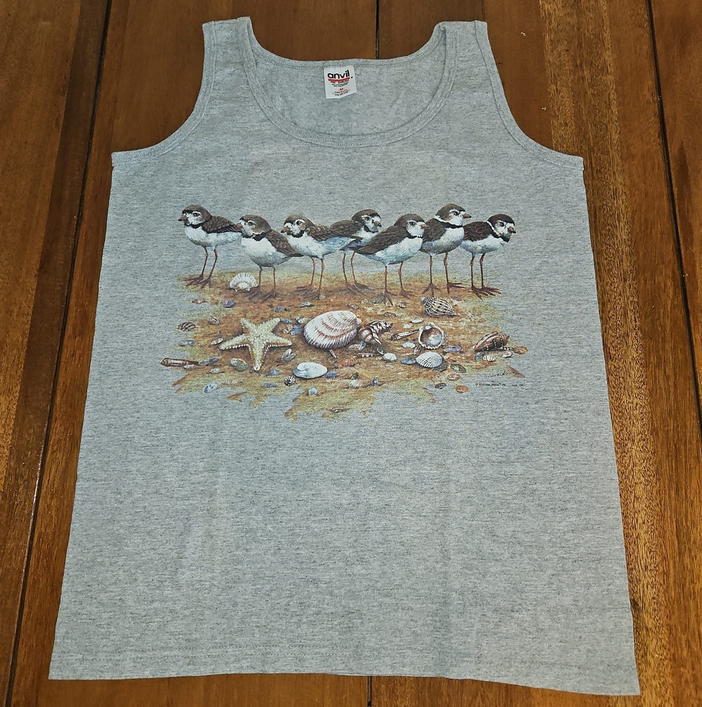 Anvil Gray Shorebirds Graphic Tank Top